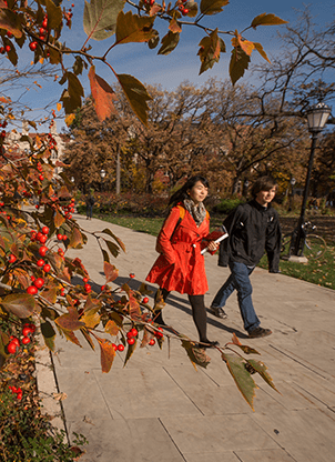 Students walk through the Main Quadrangles